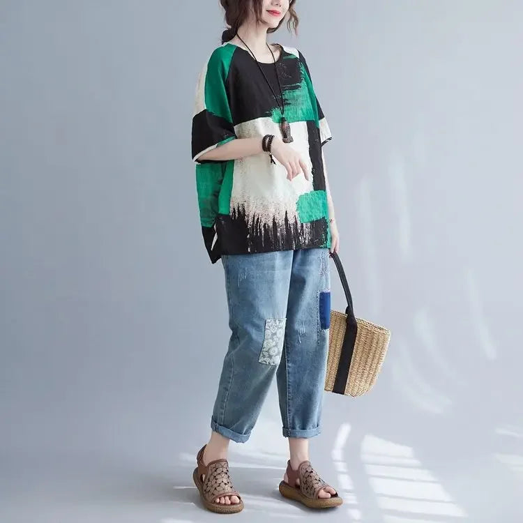 Loose Cotton Linen T-Shirt