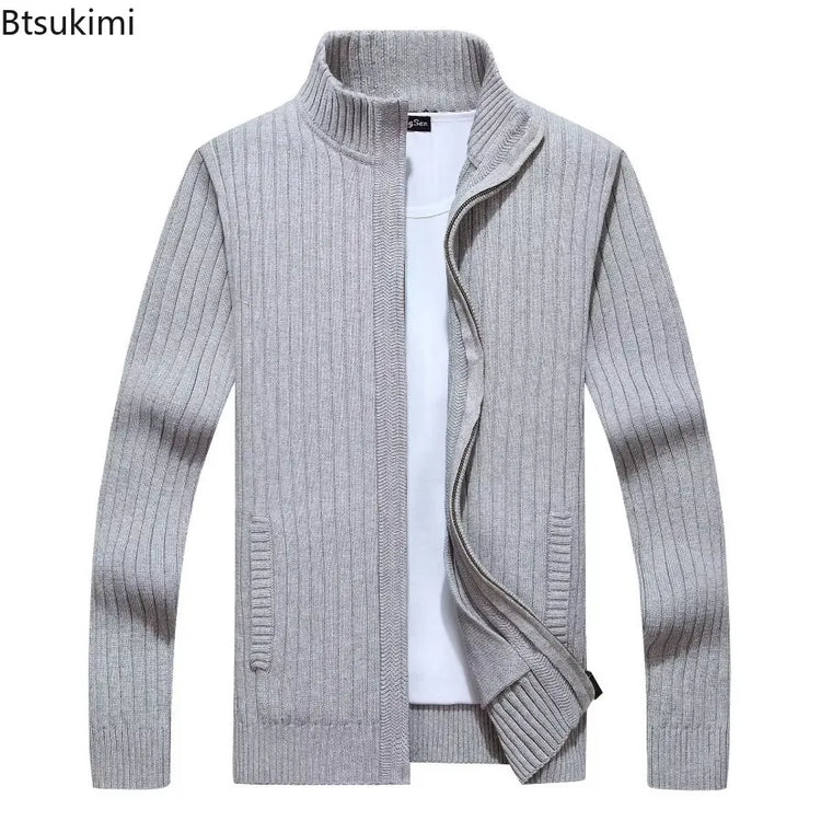 Men's Zip-Up Knit Cardigan Sweater