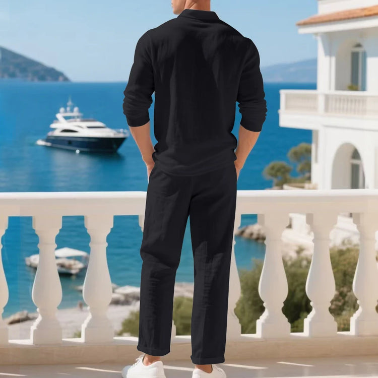 Men's Polo Shirt & Straight-Leg Pants Set