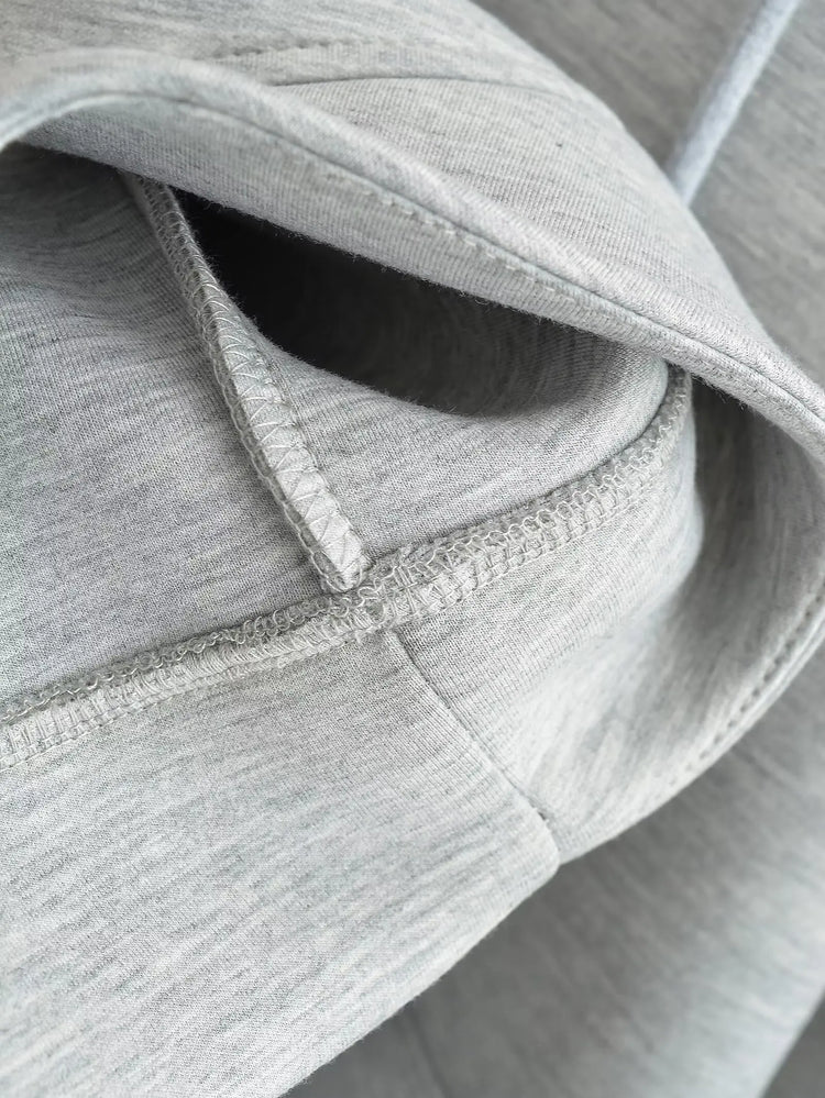 Gray Hooded Zip Jacket