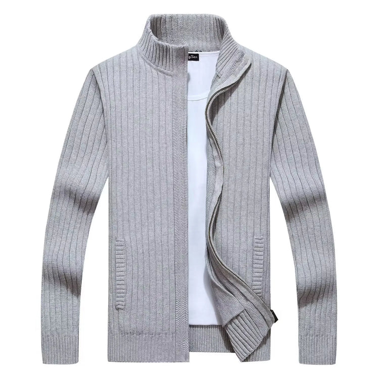 Men's Zip-Up Knit Cardigan Sweater