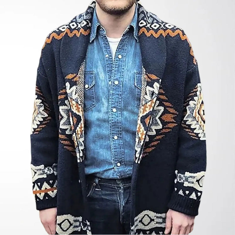 Men's Striped Jacquard Cardigan Sweater