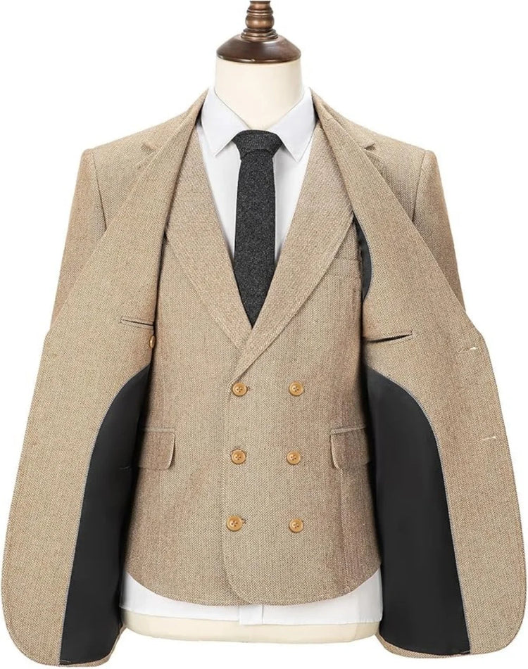 Men's Herringbone Three-Piece Suit