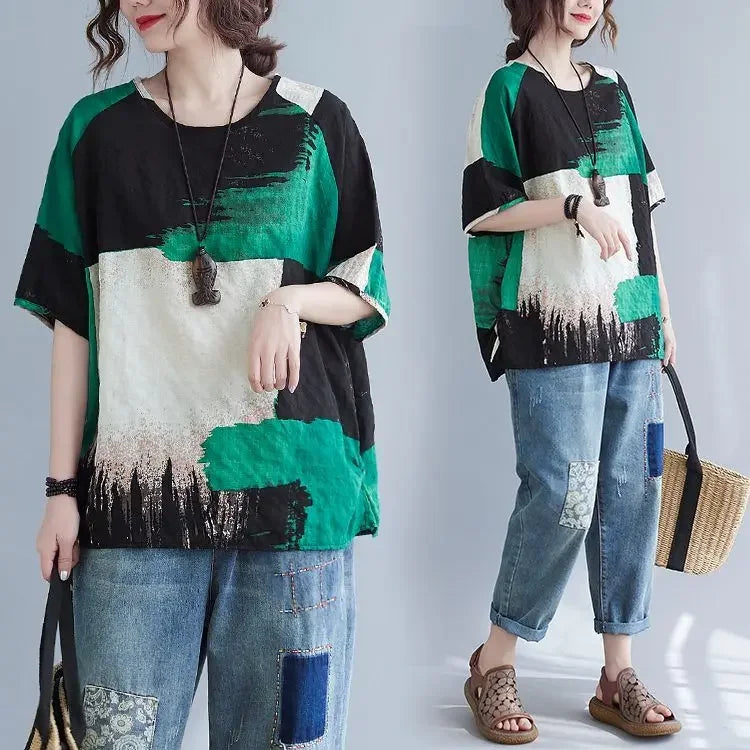 Loose Cotton Linen T-Shirt