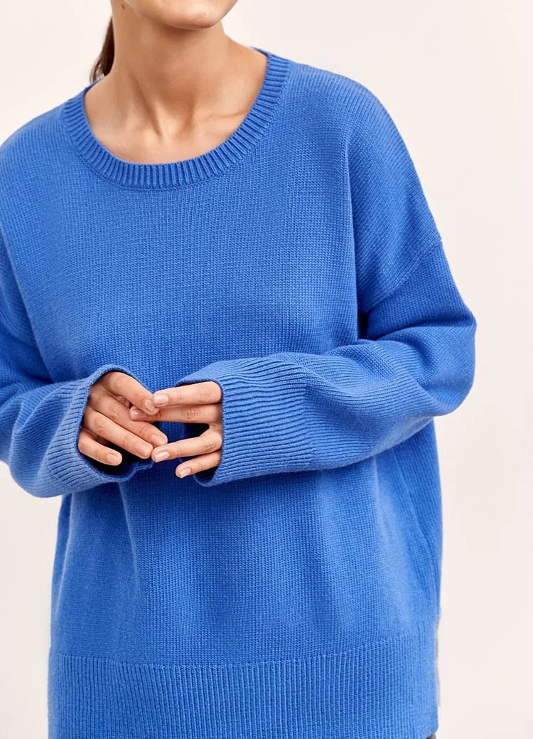 Oversized Crewneck Knit Sweater