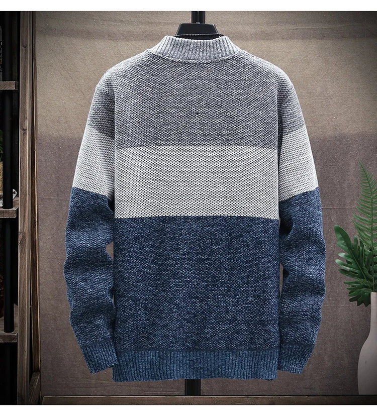 Men's Striped Zip Cardigan Sweater