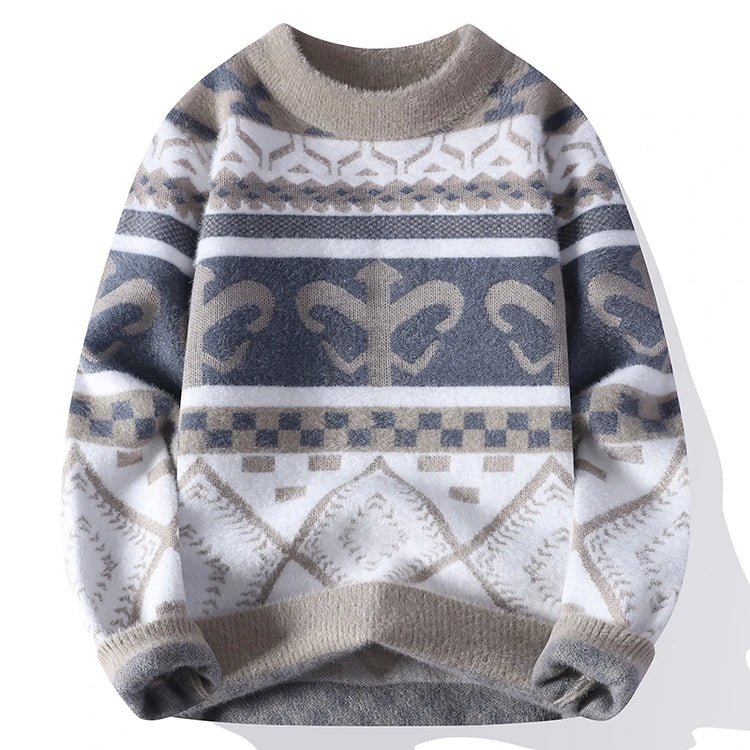 Men's Fuzzy Pattern Knit Sweater