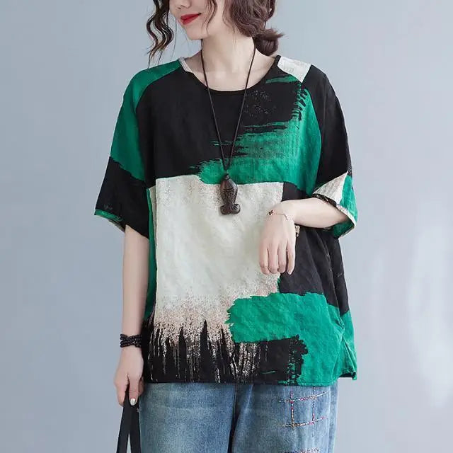 Loose Cotton Linen T-Shirt