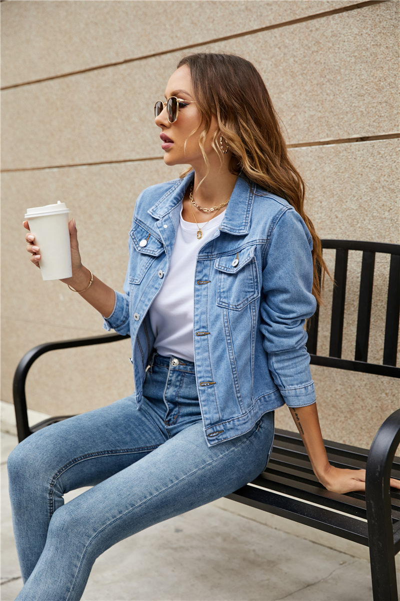 Slim Button-Front Denim Jacket