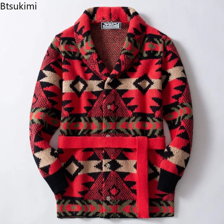 Men's Striped Jacquard Cardigan Sweater