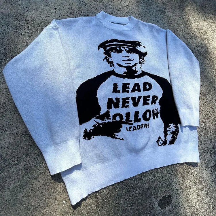 Men's Oversized Graphic Knit Sweater