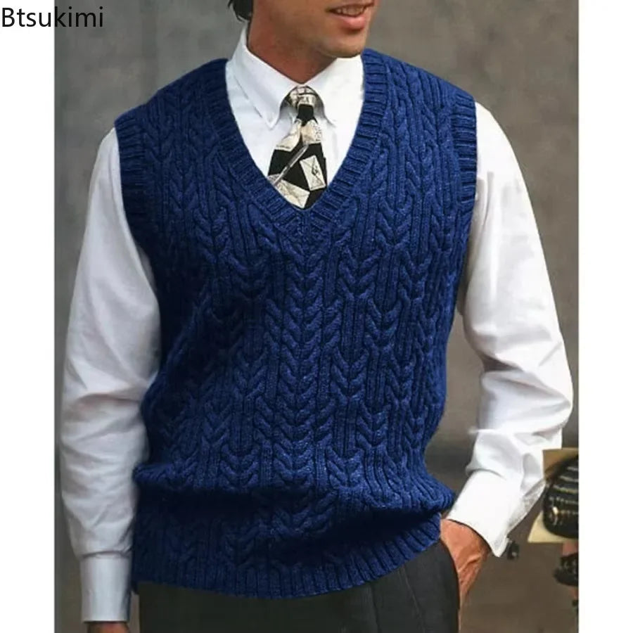 Men's Fleece V-Neck Sweater Vest
