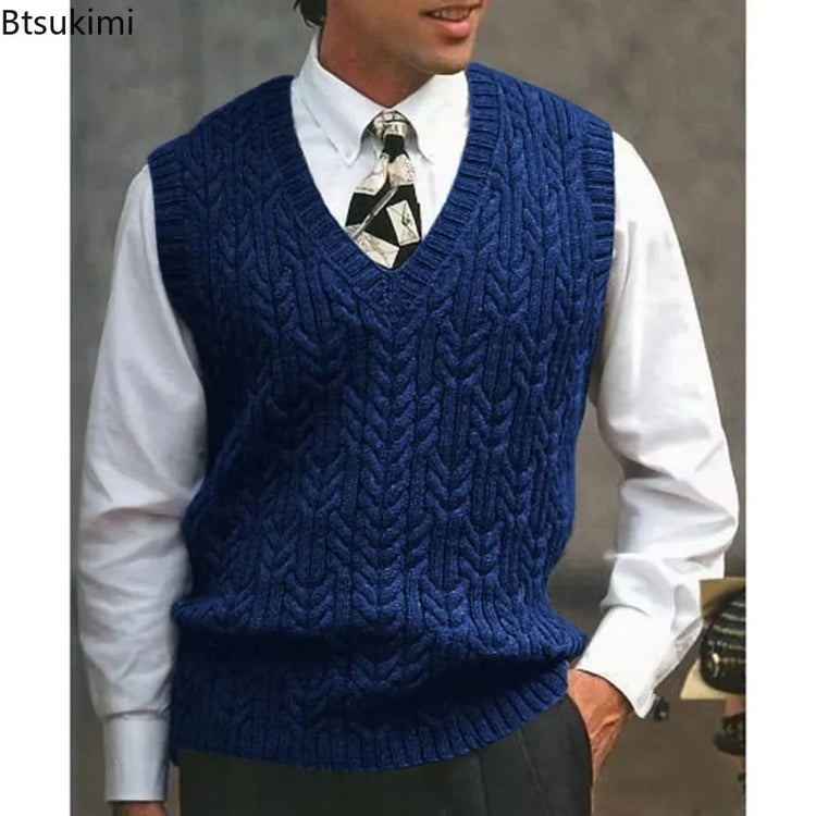Men's Fleece V-Neck Sweater Vest