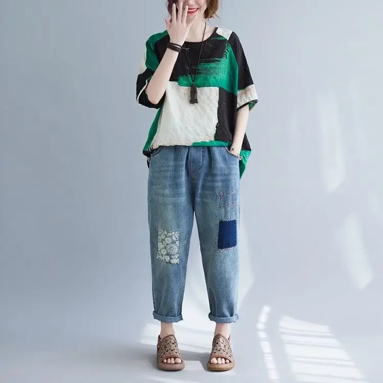 Loose Cotton Linen T-Shirt