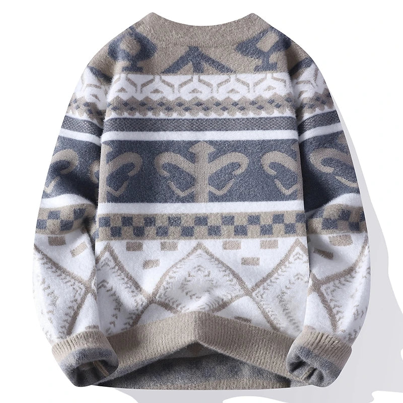 Men's Fuzzy Pattern Knit Sweater