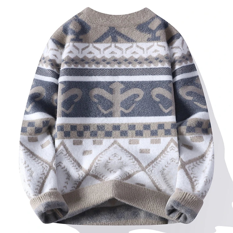 Men's Fuzzy Pattern Knit Sweater