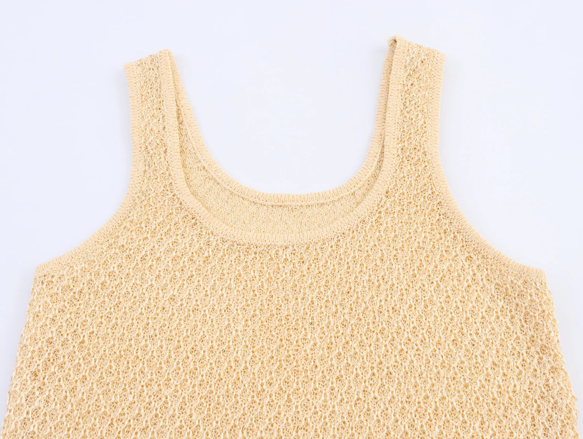 Pearl-Trim Knit Sweater Vest
