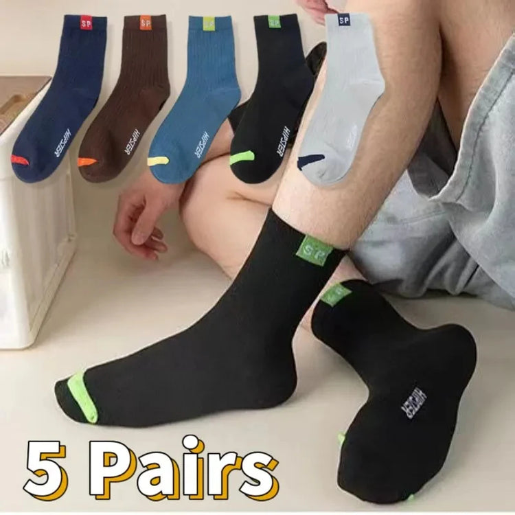 Men's Mid-Calf Sports Socks, 5 Pairs