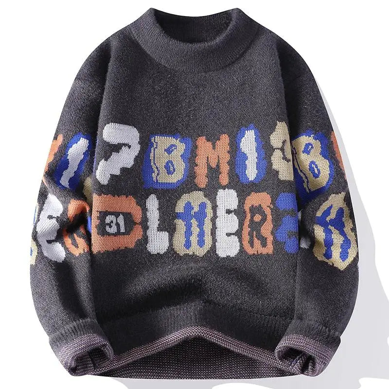 Men's Fuzzy Pattern Knit Sweater