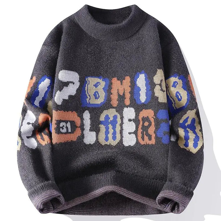 Men's Fuzzy Pattern Knit Sweater