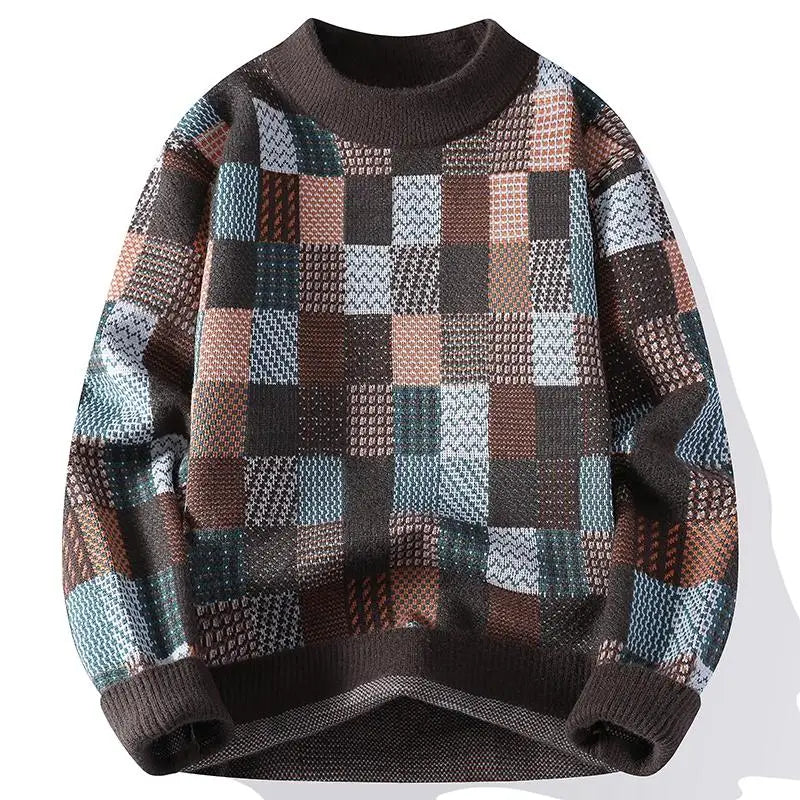 Men's Fuzzy Pattern Knit Sweater