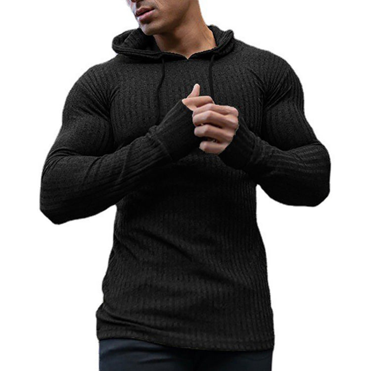 Men's Ribbed Knit Hoodie Sweater