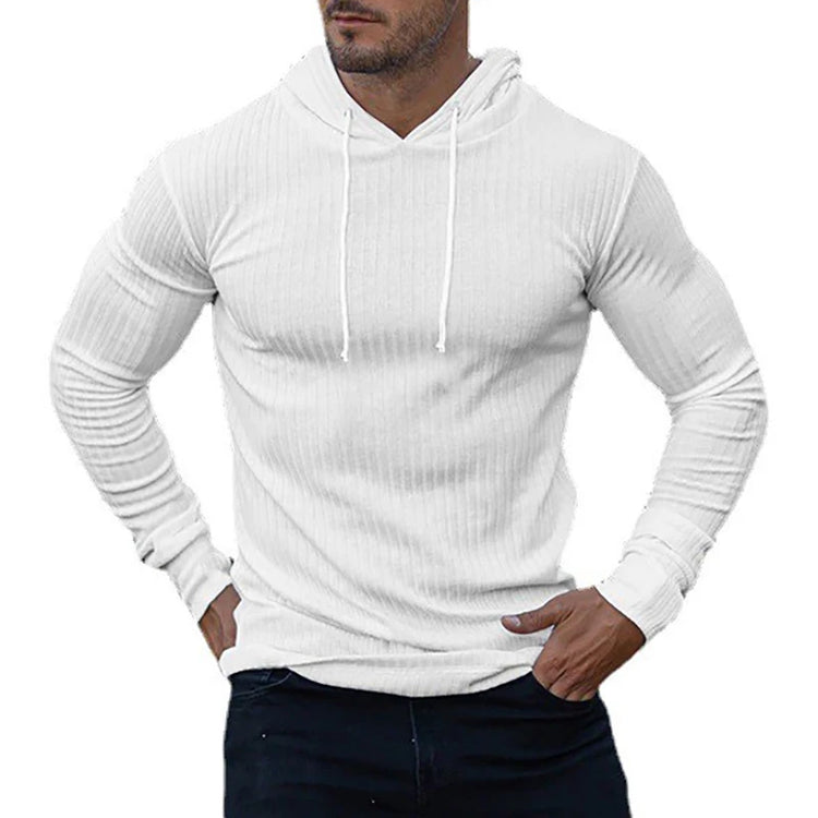 Men's Ribbed Knit Hoodie Sweater