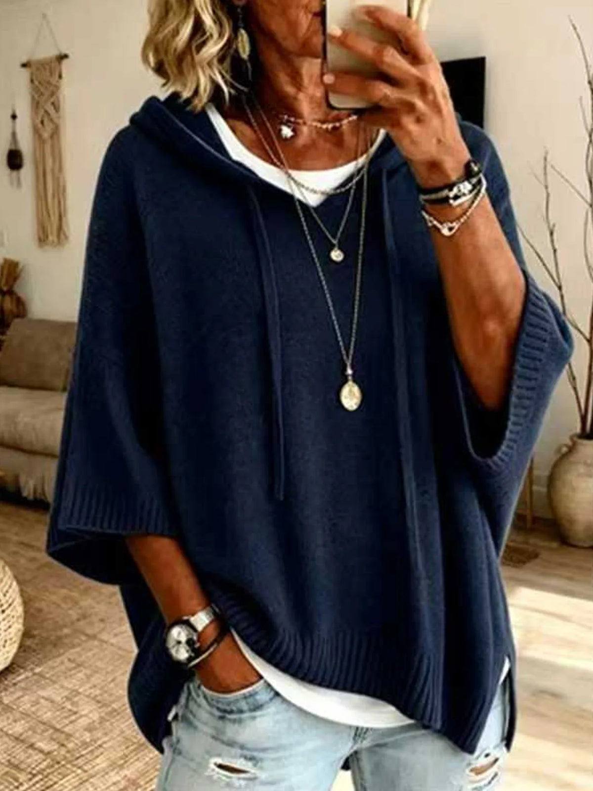 Hooded Knit Pullover Sweater