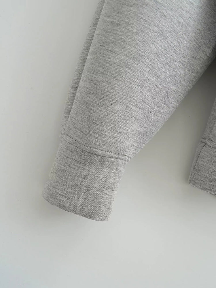 Gray Hooded Zip Jacket