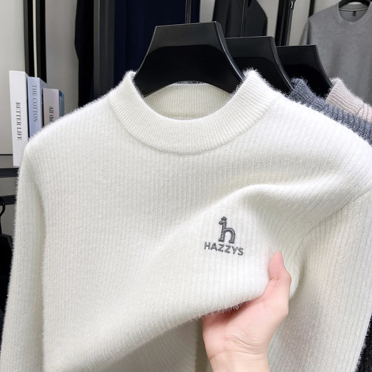 Men's Semi-High Neck Knit Sweater