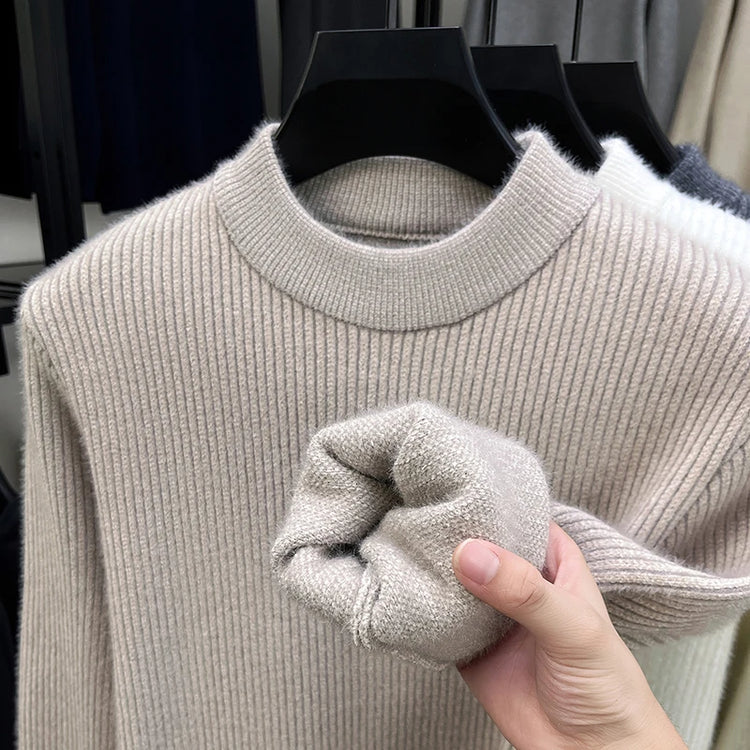 Men's Semi-High Neck Knit Sweater