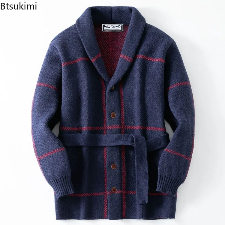 Men's Striped Jacquard Cardigan Sweater