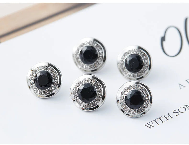 5pcs Fashionable Gemstone Buttons 11.5mm Small Luxurious Metal Shank Buttons Woman's Clothing Decorative Buttons