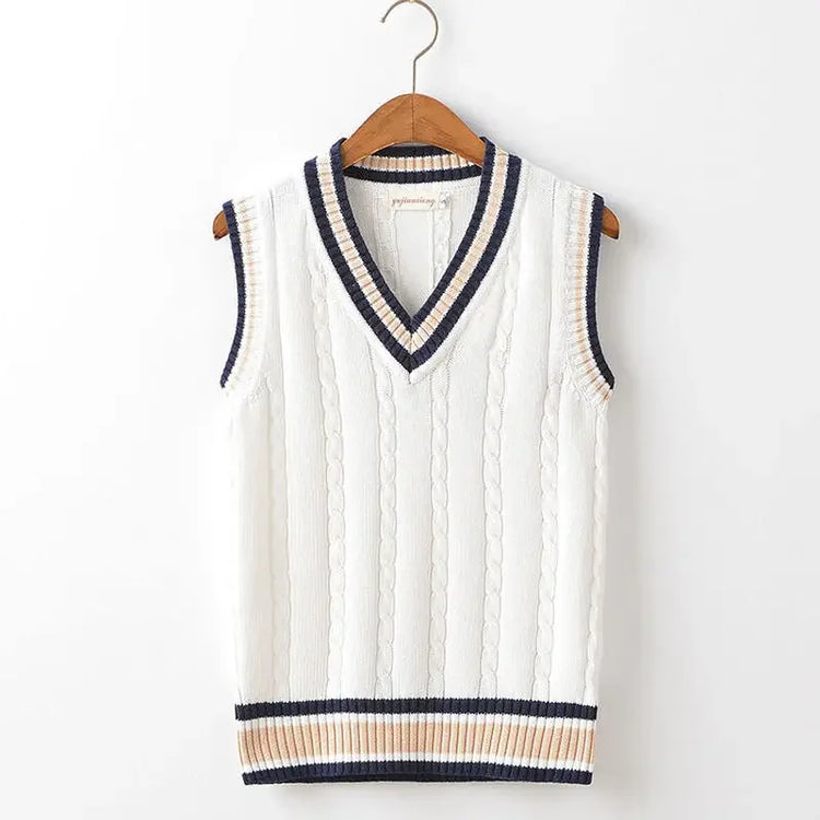 Men's Striped V-Neck Sweater Vest