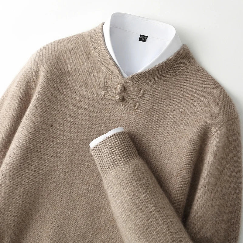 Men's Stand-Collar Button Sweater