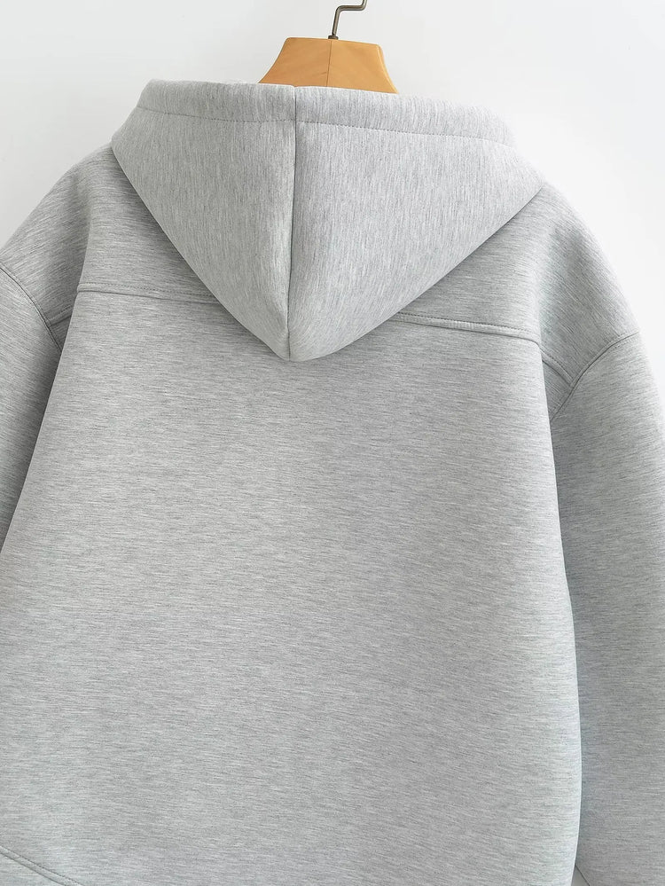 Gray Hooded Zip Jacket