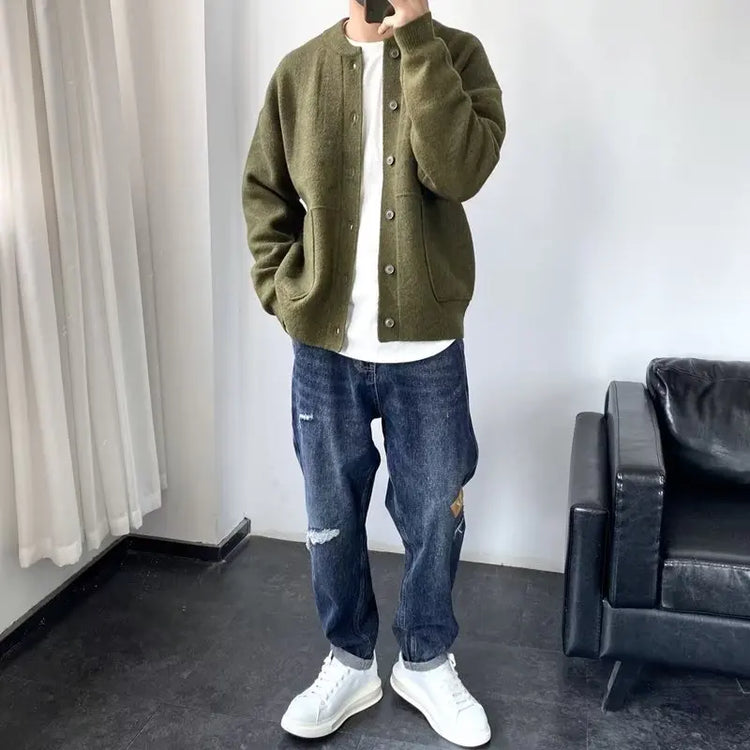 Men's Thick Knit Cardigan Sweater