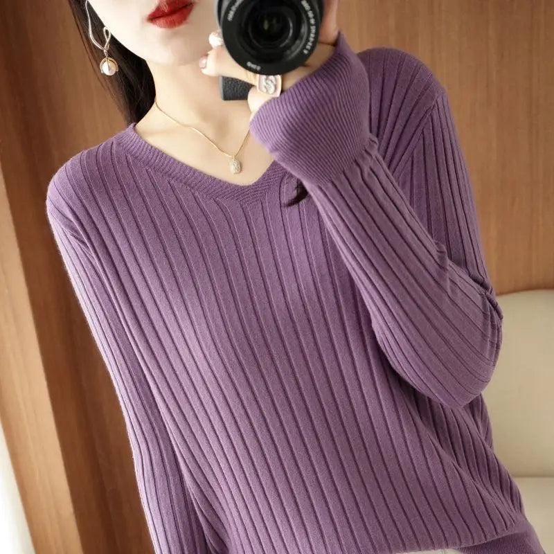 Classic V-Neck Knit Sweater