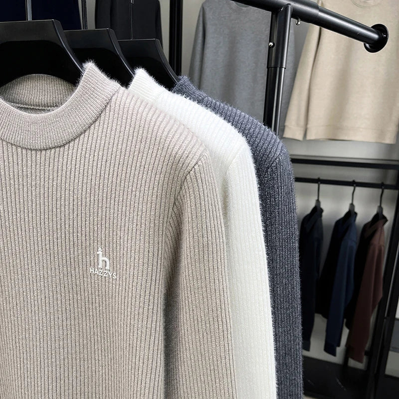 Men's Semi-High Neck Knit Sweater