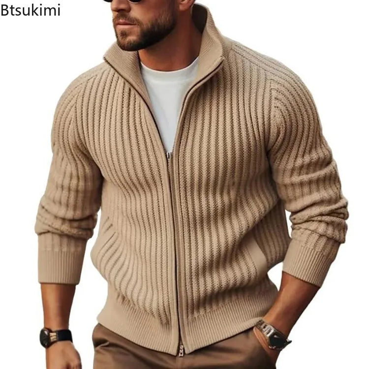 Men's Zip-Up Knit Cardigan Sweater