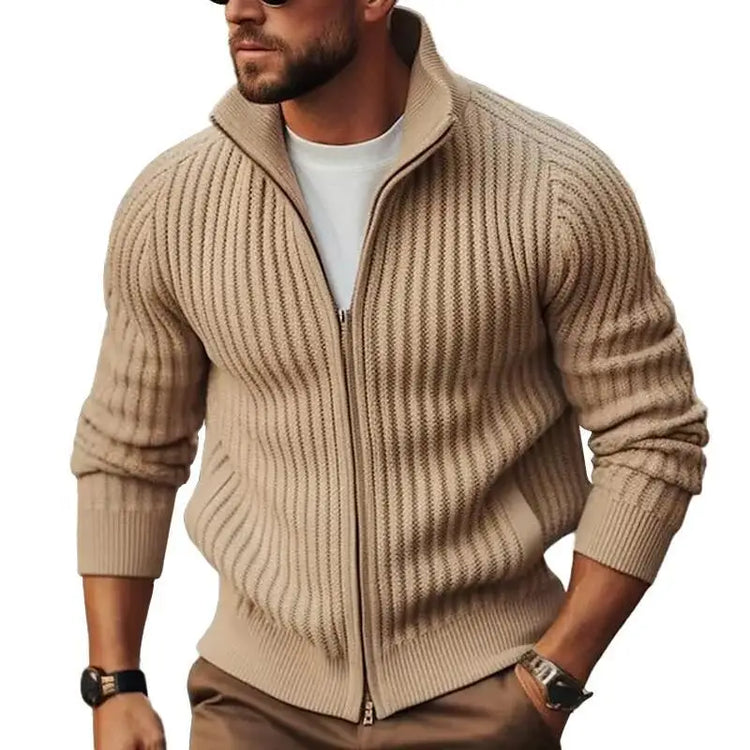 Men's Zip-Up Knit Cardigan Sweater