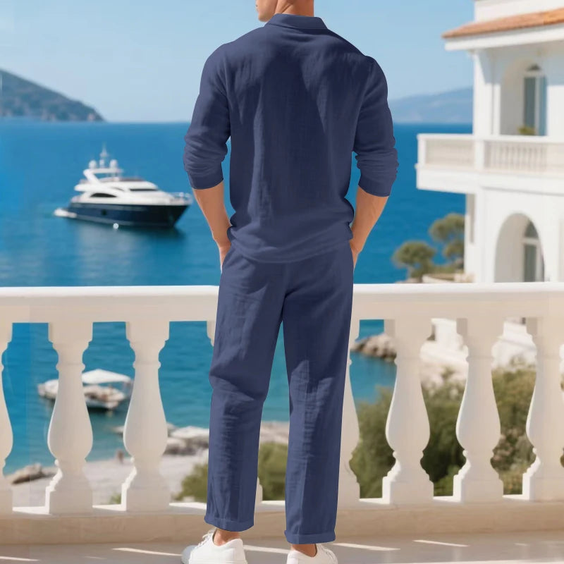 Men's Polo Shirt & Straight-Leg Pants Set