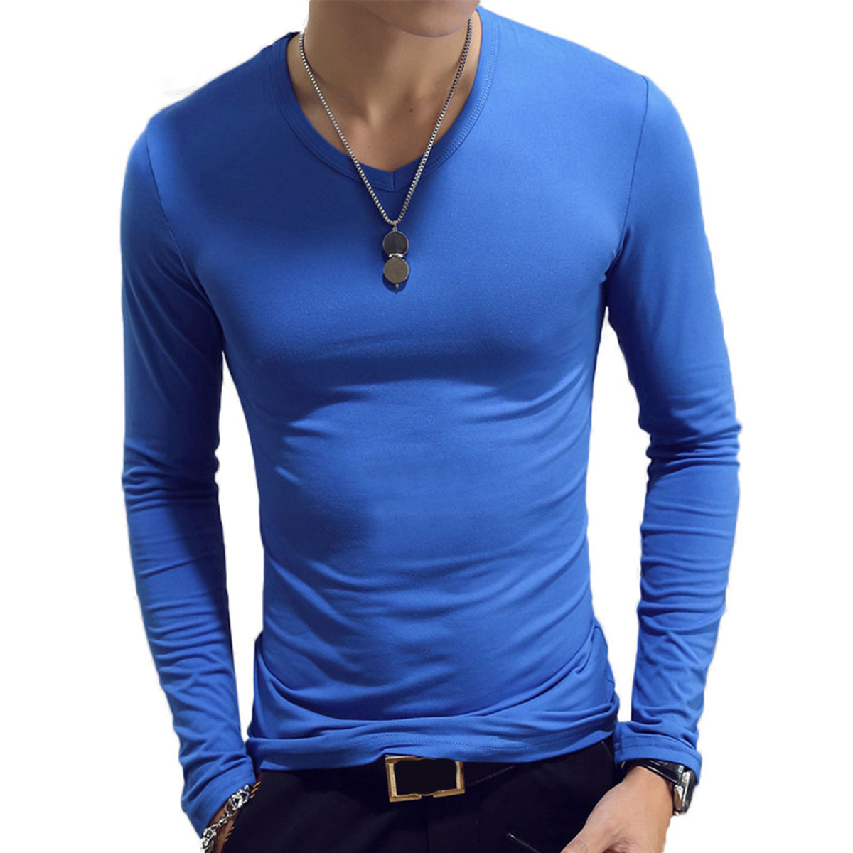 Men's Slim V-Neck Long-Sleeve T-Shirt