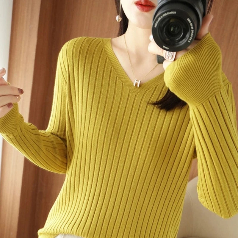 Classic V-Neck Knit Sweater