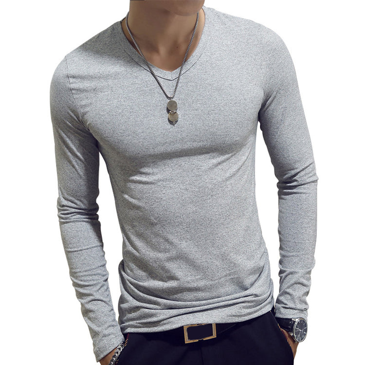 Men's Slim V-Neck Long-Sleeve T-Shirt