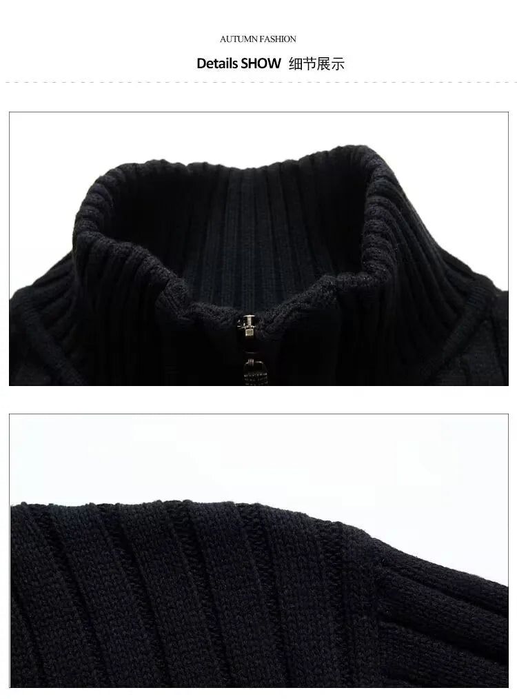 Men's Zip-Up Knit Cardigan Sweater