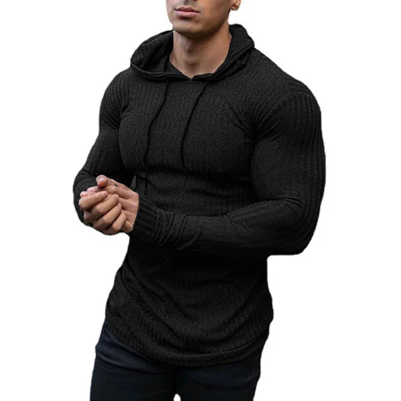 Men's Ribbed Knit Hoodie Sweater