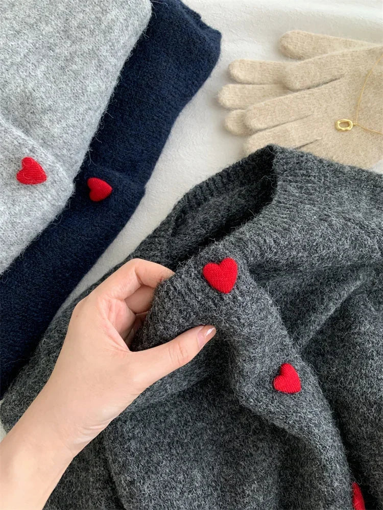 Heart-Buckle Knit Cardigan