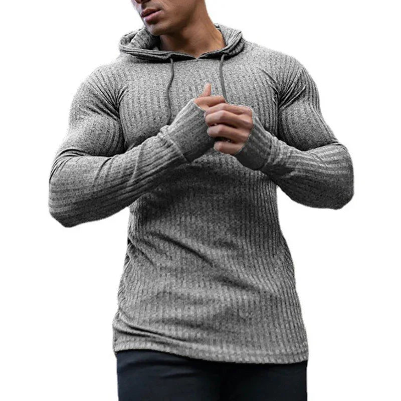 Men's Ribbed Knit Hoodie Sweater