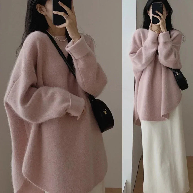 Long Red Knit Sweater